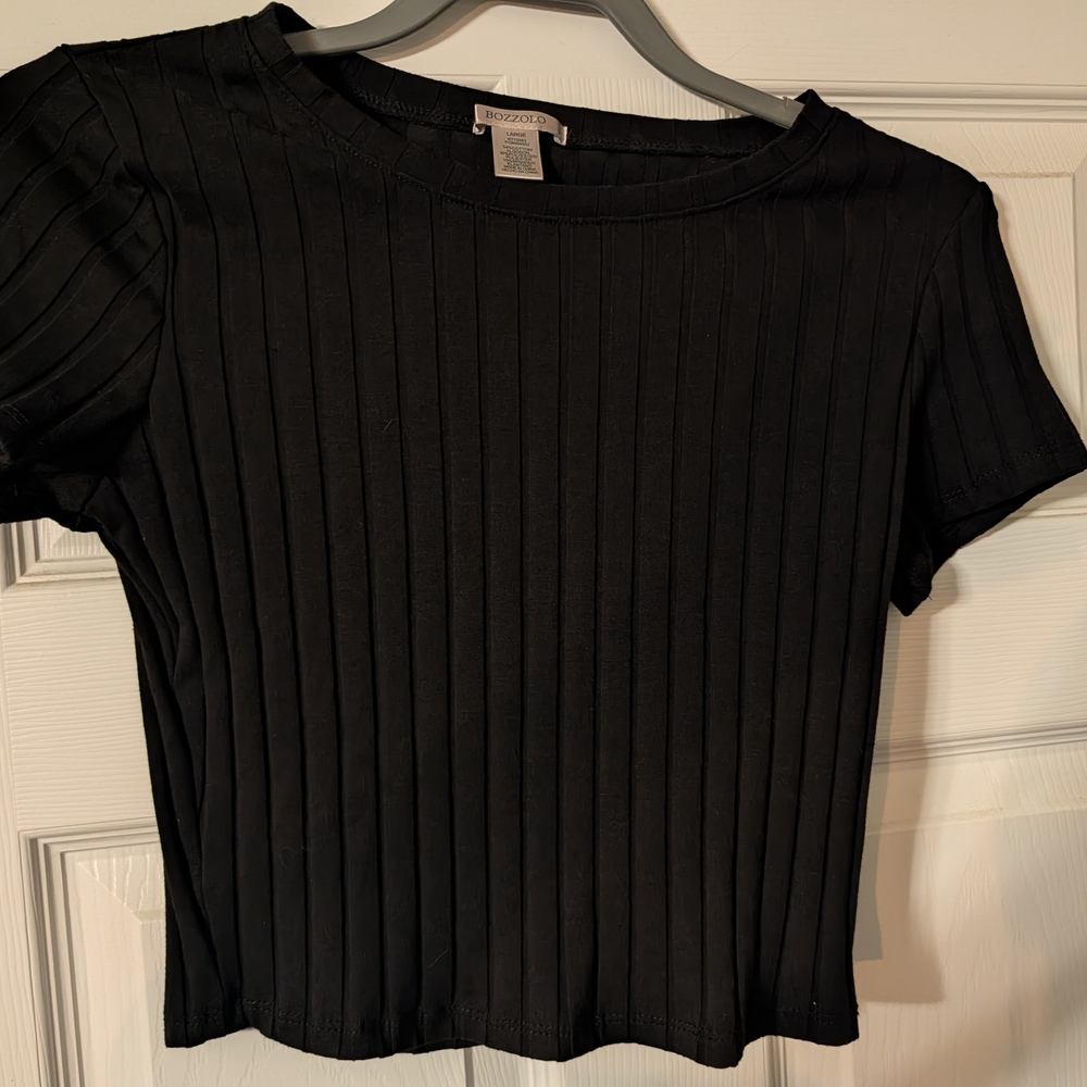 Bozollo Black 🖤 Ribbed Top | Basic | Corporate Goth